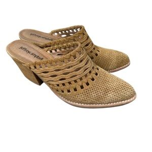 Jeffrey Campbell Favela Woven Mule Tan Suede Size 7.5